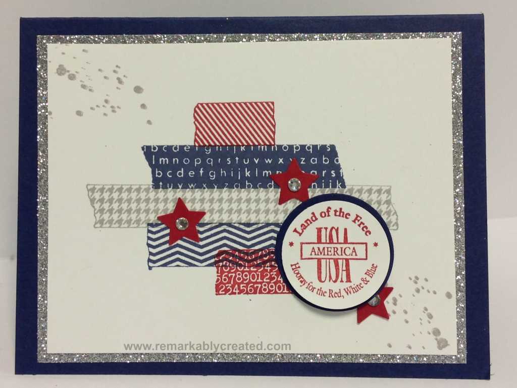 Stampin' Up! Tape It Patriotic Card With Custom Personalized Stamp 