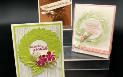 Seasonal Wreath Dynamic texture embossing folder makes great spring and tropical wreaths.