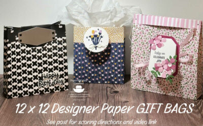 Easily create gift bags with 12″ x 12″ Stampin’UP! Designer Paper