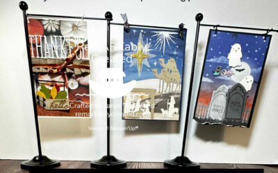 Mini Desk Top Flag Class By Mail – Them Bones, All About Autumn & Oh, Holy Night Nativity