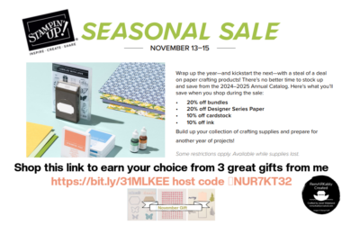 Huge Stampin’ UP! 3 day Seasonal Sale – get the details here